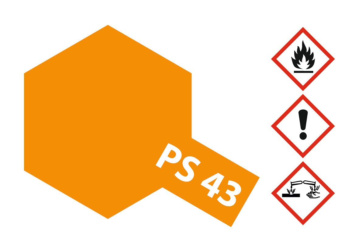 TAMIYA 86043 PS-43 Translucent Orange Polycarbonat 100ml - Sprühfarbe für Plastikmodellbau, Modellbau und Bastelzubehör, Sprühfarben für den Modellbau