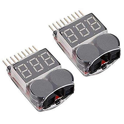 ARCELI RC 1-8s Lipo Batterie Tester Monitor Niederspannungs Alarmton Spannungsprüfer mit LED-Anzeige für Lipo Life LiMn Li-Ion Akku (2 STÜCKE)