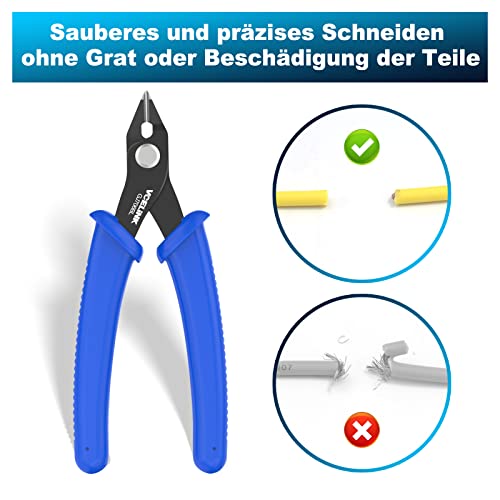 VCELINK Seitenschneider Klein GJ706BL, Elektronik Drahtschneider Abgewinkelter, Präzisionszange Mini Für Modellbau, Feine Drähte, Electronics, Kabelbinder, PCB, Schmuck