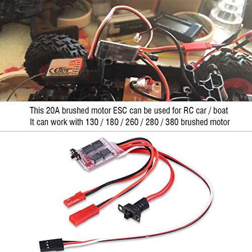 Dilwe RC Auto ESC, 20A Brushed PCB Elektronischer Drehzahlregler mit Bremse für RC Auto / Boot Fernbedienung Ersatzteil Zubehör