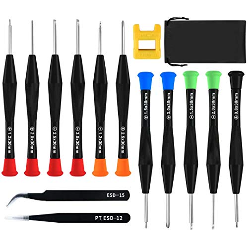weefu Mini Schraubenzieher set,11 Uhrmacher Schraubendreher, Torx Für PS4 Brillen Reparatur Kleine Brille Feinschraubendreher Komme Mit 2 Pinzette 1 Magnetisierer und Aufbewahrungstasche