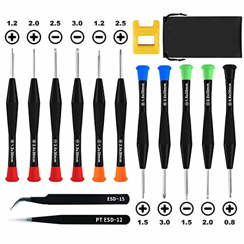 weefu Mini Schraubenzieher set,11 Uhrmacher Schraubendreher, Torx Für PS4 Brillen Reparatur Kleine Brille Feinschraubendreher Komme Mit 2 Pinzette 1 Magnetisierer und Aufbewahrungstasche
