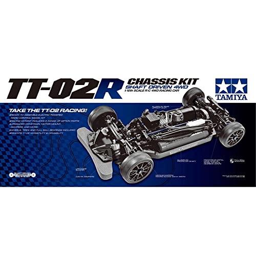 TAMIYA 47326-000 47326 47326-1:10 RC TT-02R Kit, ferngesteuertes Auto/Fahrzeug, Modellbau, Bausatz, Chassis, Hobby, schwarz