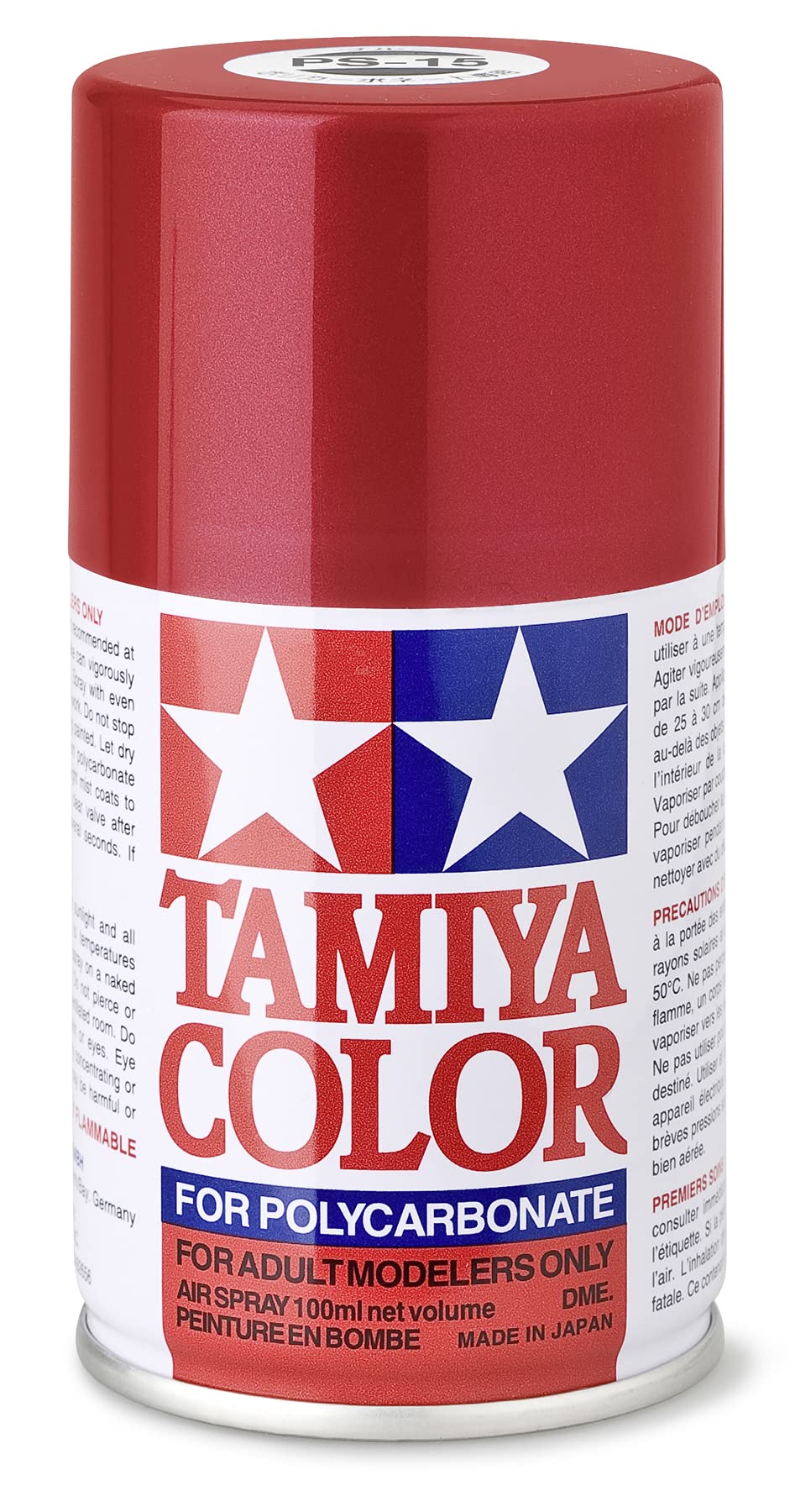 TAMIYA 86015 PS-15 Metallic Rot Polycarbonat 100ml - Sprühfarbe für Plastikmodellbau, Modellbau und Bastelzubehör, Sprühfarben für den Modellbau