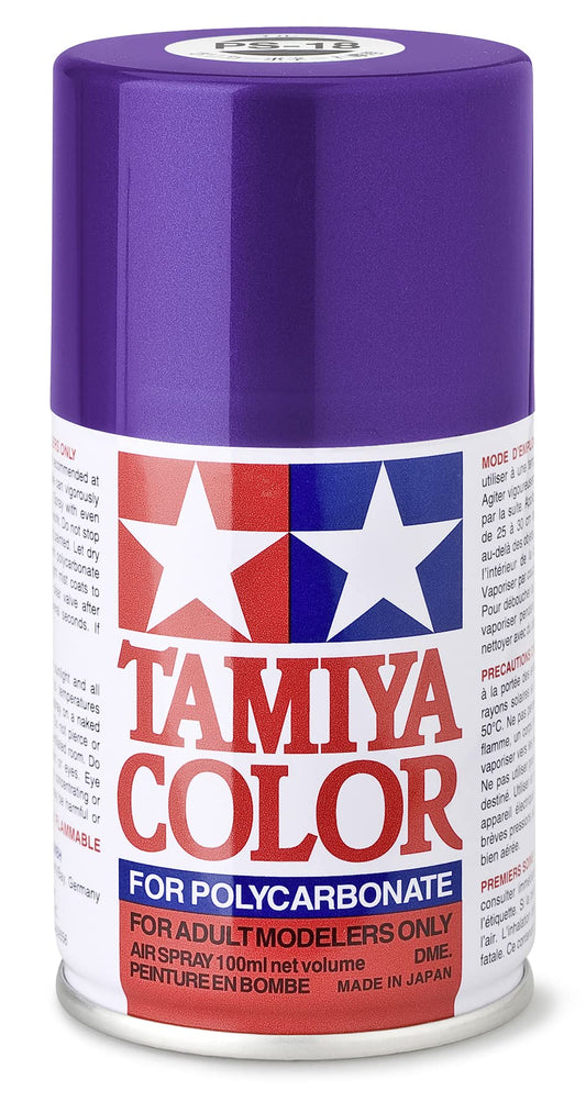 TAMIYA 86018 PS-18 Polycarbonat 100ml-Sprühfarbe für Plastikmodellbau, Bastelzubehör, Sprühfarben für den Modellbau, violett metallic, 100 ml (1er Pack)