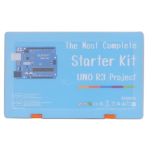 ELEGOO UNO R3 Ultimate Starter Kit, Kompatibel mit Arduino IDE Vollständigster Elektronik Projekt Baukasten mit deutschem Tutorial, UNO R3 Mikrocontroller Board und Zubehör (mehr als 200 Teile)