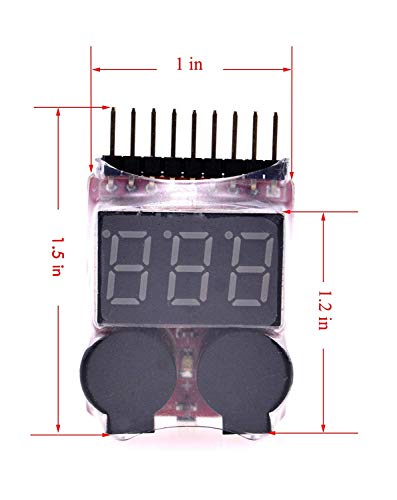 ARCELI RC 1-8s Lipo Batterie Tester Monitor Niederspannungs Alarmton Spannungsprüfer mit LED-Anzeige für Lipo Life LiMn Li-Ion Akku (2 STÜCKE)