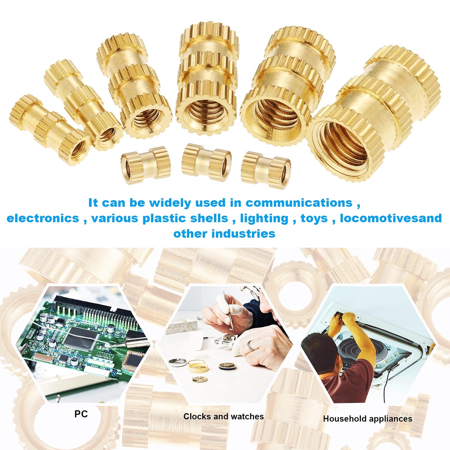Gueenky 450 Stück Messing Gewindeeinsatz, M2 M3 M4 M5 M6 Gewindeeinsatz 3D Druck, 15 Größen Einbettmuttern Sortiment, Einpressmutter Einbettung Muttern mit Aufbewahrungsbox