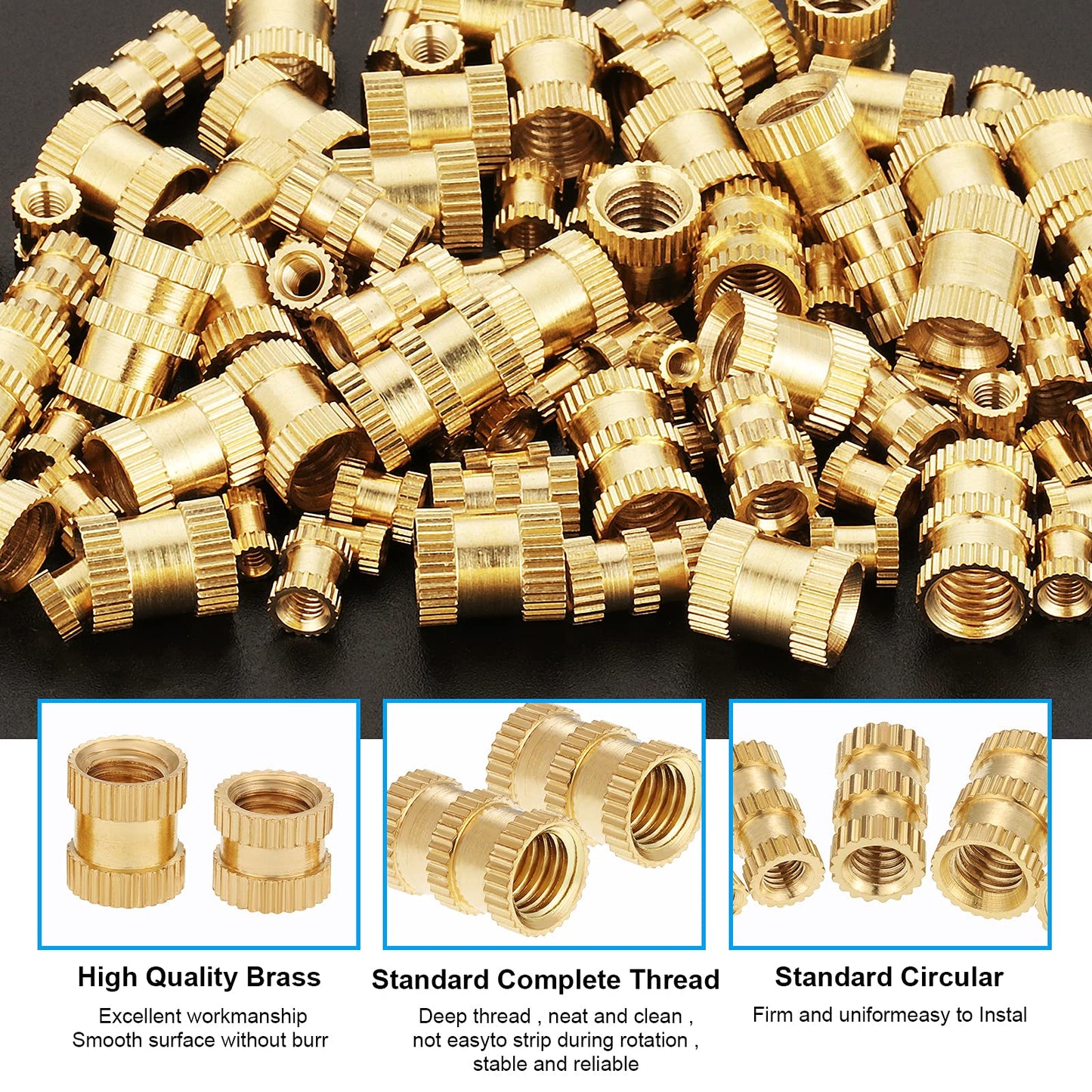 Gueenky 450 Stück Messing Gewindeeinsatz, M2 M3 M4 M5 M6 Gewindeeinsatz 3D Druck, 15 Größen Einbettmuttern Sortiment, Einpressmutter Einbettung Muttern mit Aufbewahrungsbox